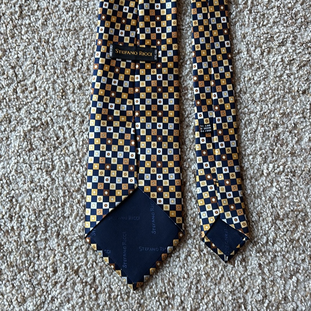 *Luxury* Stefano Ricci Men’s Geometric Medallion Silk Neck Tie Made in Italy - Picture 4 of 7